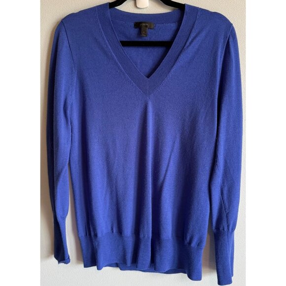 J.Crew Sweaters - J.Crew Womens Blue V-Neck 100% Merino Wool Sweater Lightweight Cozy Cottagecore
